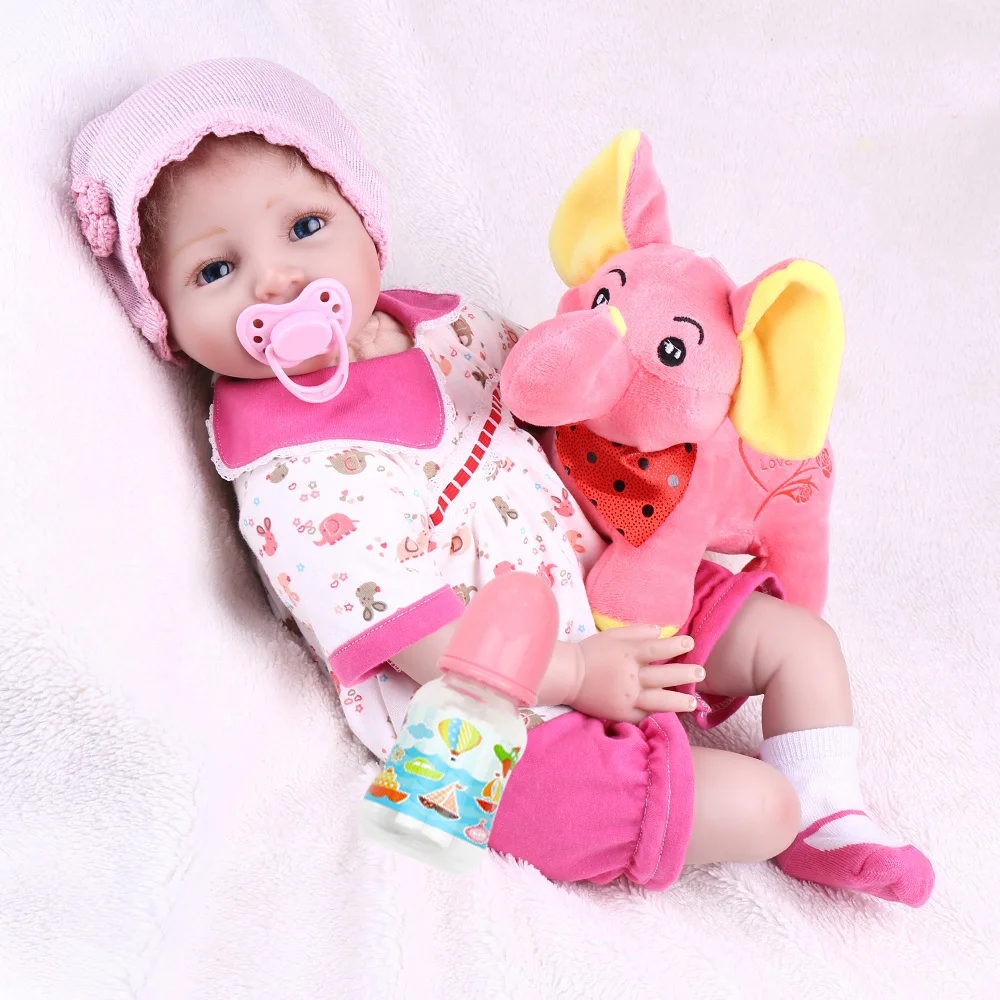 

22inch Silicone Reborn Girl Baby Doll vinyl newborn bedtime play house toys smiling girl Babies Doll pink princess Xmas Present