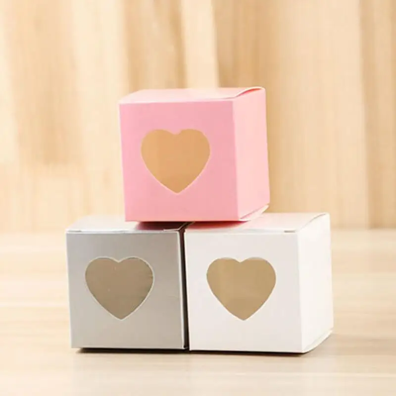 

50pcs PVC Transparent Heart Shape Specialty Paper Candy Box Wedding Birthday Gifts for Guests Party Favors Decoration
