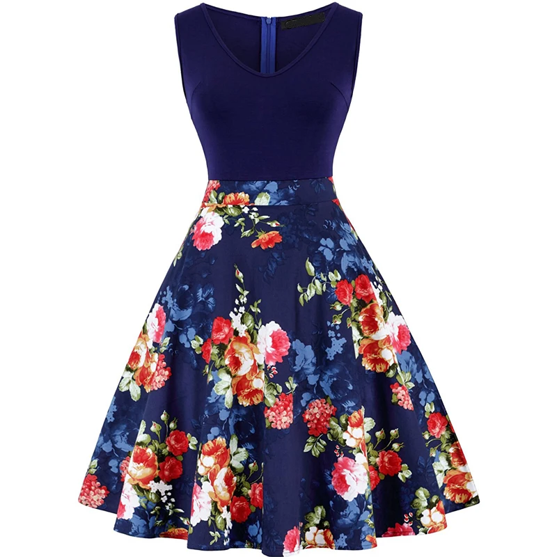 Женские платья без рукавов OTEN Летние Повседневные Вечерние контрастной