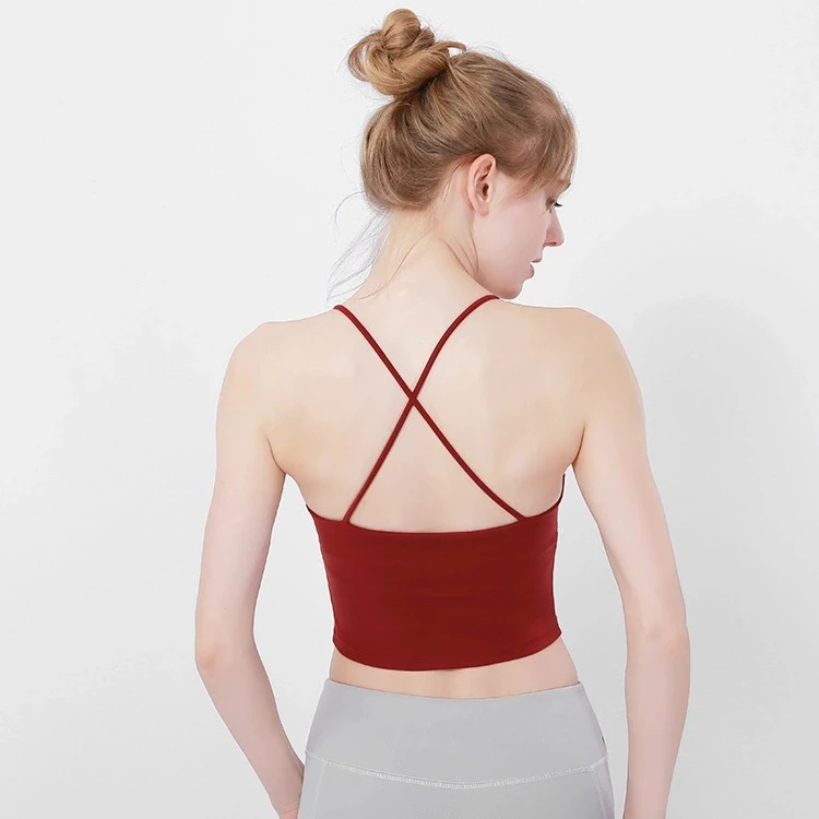 Женские безрукавные Твердые Cami Slim Fit атлетические тренажерный зал бег спортивные майки с чашками