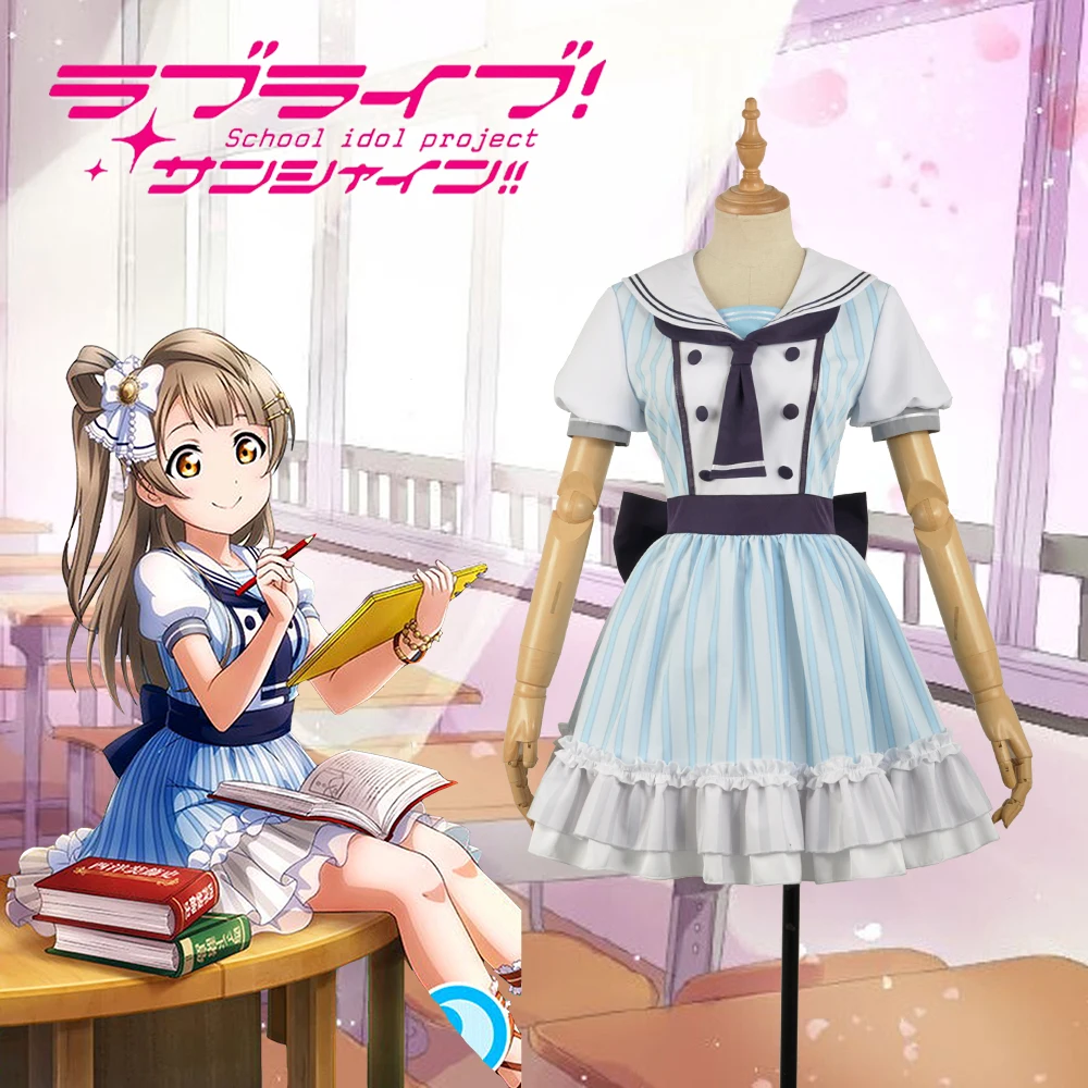 Аниме Love Live! Женское платье для косплея Minami Kotori светло голубое шпилька с