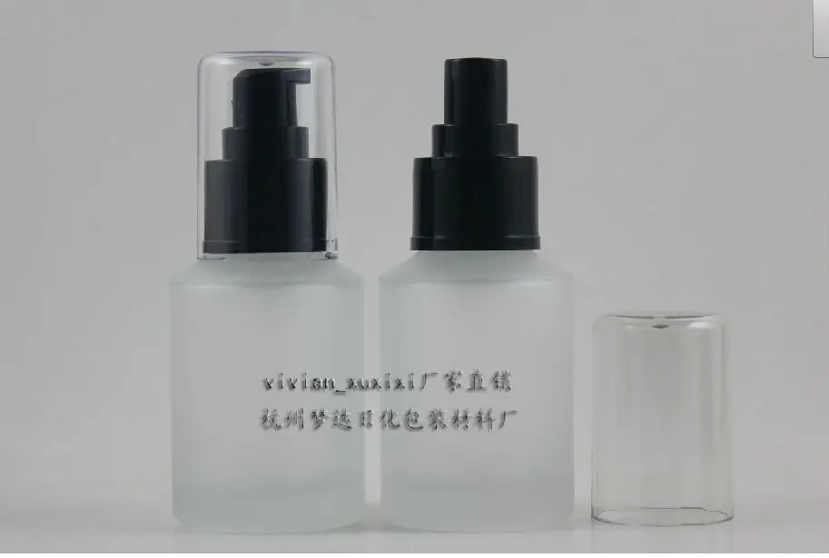 wholesale 50pcs empty 2 ounce clear frost glass round lotion bottle , buy glass 60ml lotion cosmetic bottle for liquid cream