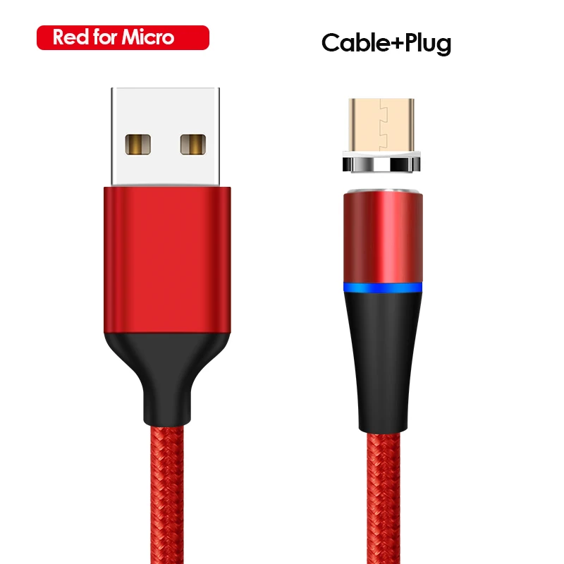 Red For Micro Магнитный кабель 3A Micro Usb кабель для быстрой зарядки телефона Usb кабель для передачи данных type-C магнитное зарядное устройство Usb-c для iPhone huawei xiaomi - Цвет: Red For Micro