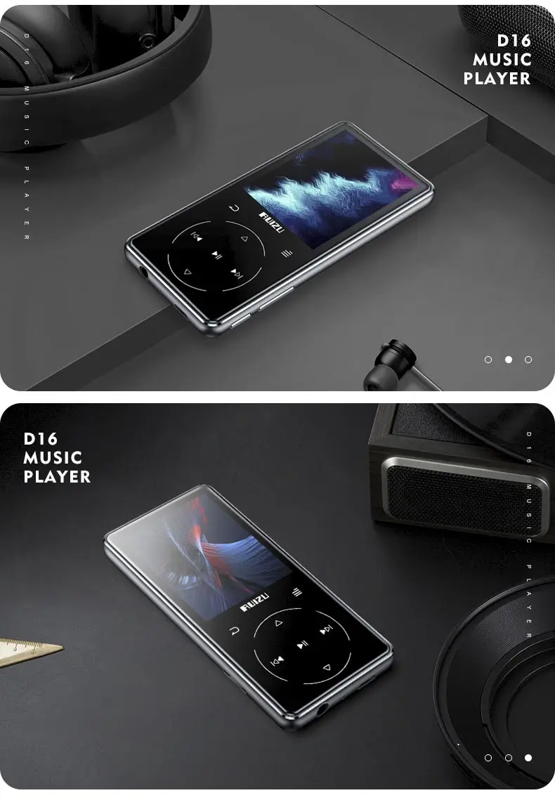 Металлический RUIZU D16 портативный спортивный Bluetooth MP3 плеер 8 ГБ Мини с экраном 2,4 дюйма Поддержка FM, запись, электронная книга, часы