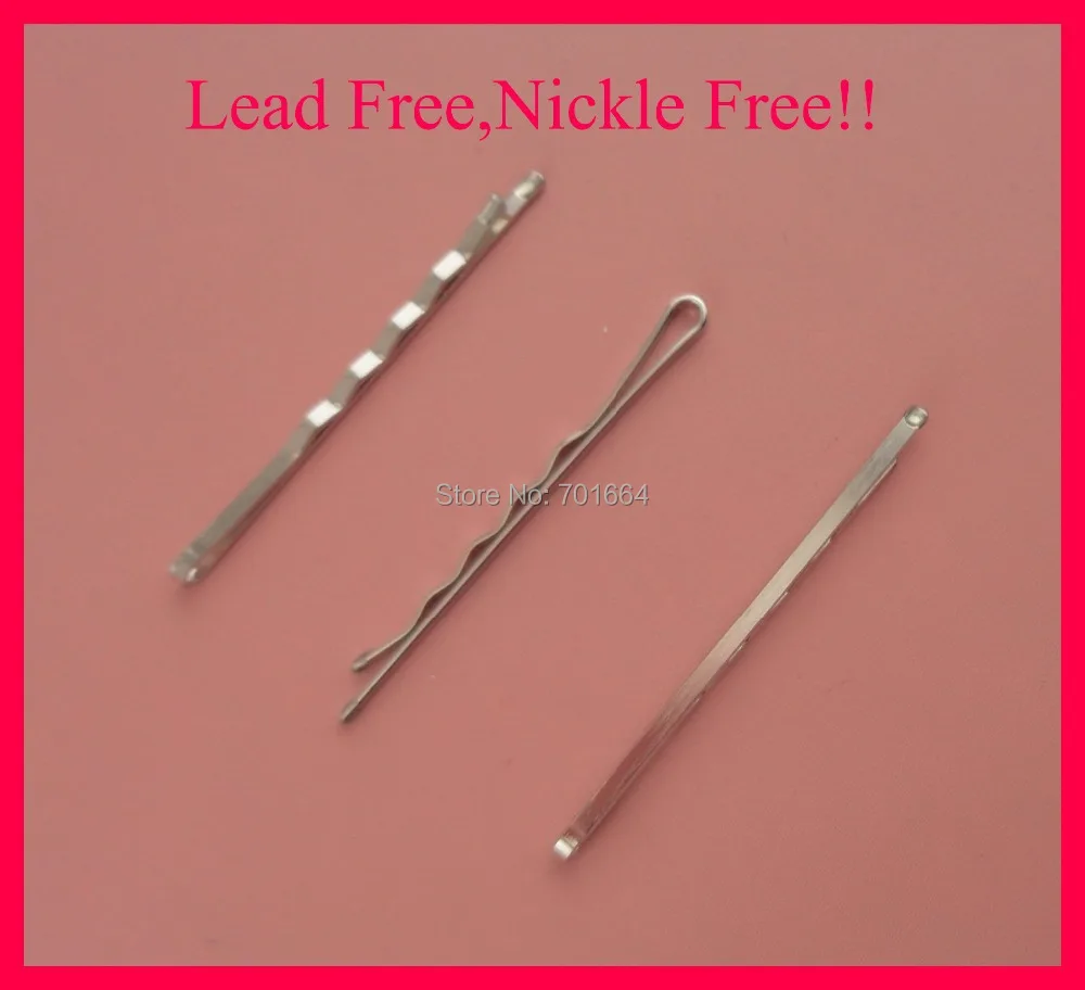 

50PCS 2.0mm*5.5cm silver finish four waved plain Metal bobby pin with smooth enamel round tips at nickle free &lead free quality