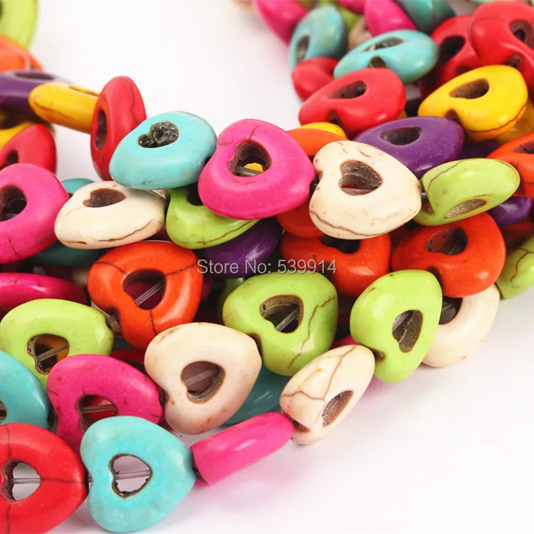 

15mm Colorful Love Heart Howlite Beads Loose Stone Beads 105Pcs/Lot Charms Spacer Bead Handcrafts