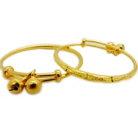 childrens bangle yellow gold filled kids baby bangle expandable bracelet with bells 2pcs