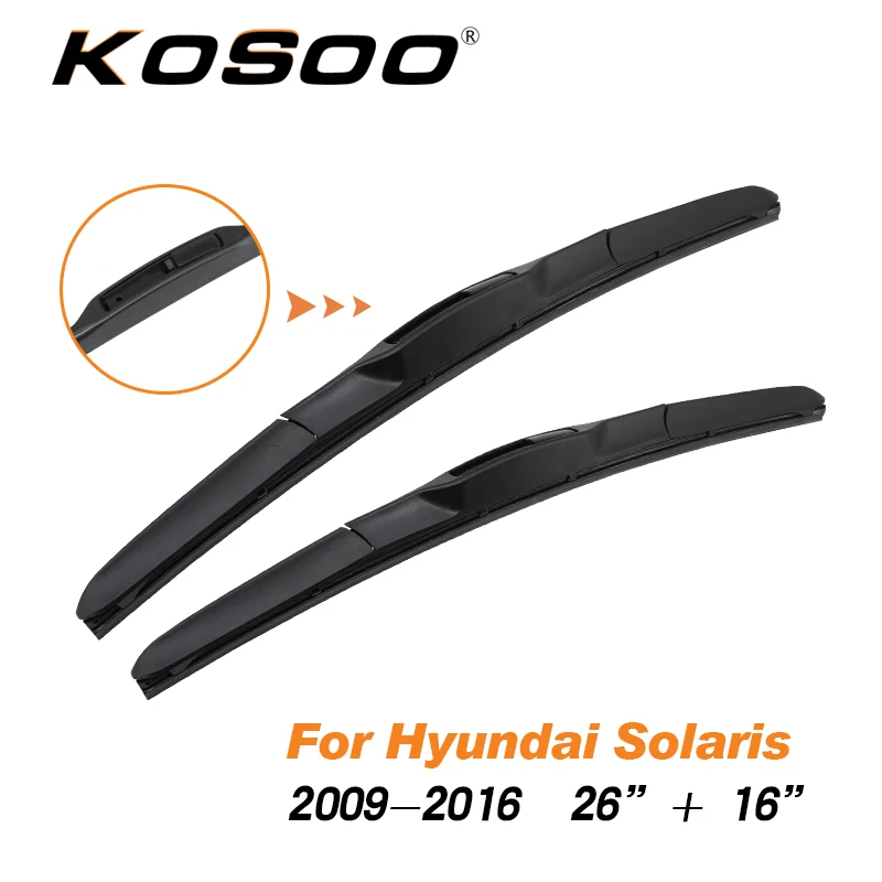 KOSOO для hyundai Solaris 2"+ 16" 2009 2010 2011 2012 2013 щетки стеклоочистителя для лобового стекла автомобиля подходят крюк аксессуары в виде оружия - Цвет: Solaris S-2616