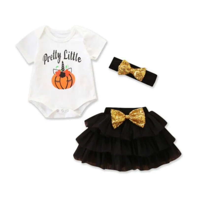 Одежда на Хэллоуин с короткими рукавами для новорожденных и маленьких девочек