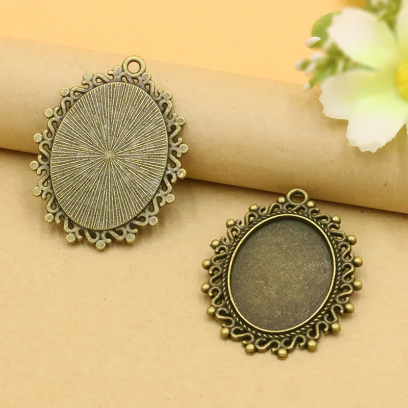 Винтажные пустые Овальные Кабошоны 10 шт./лот для самостоятельного изготовления