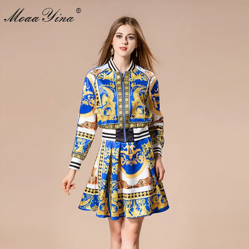 MoaaYina высококачественный модный дизайнерский комплект Осенний женский винтажный