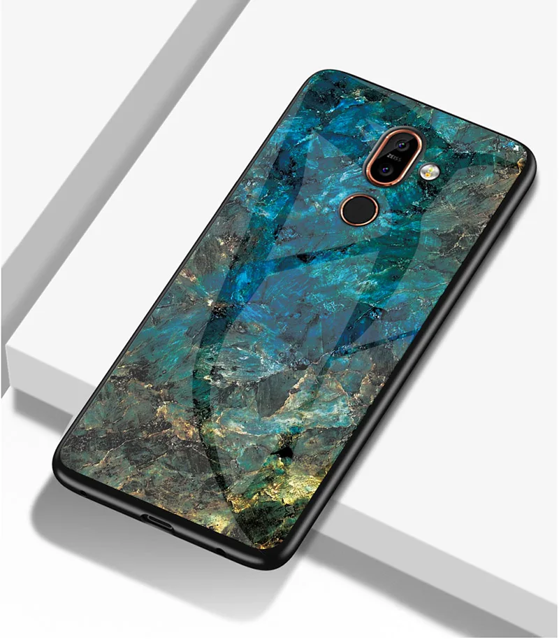 Leanonus мраморный чехол из закаленного стекла для Nokia 7 Plus, глянцевая задняя панель, защитный чехол для Nokia 7 Plus 7 Plus, стеклянный чехол для телефона