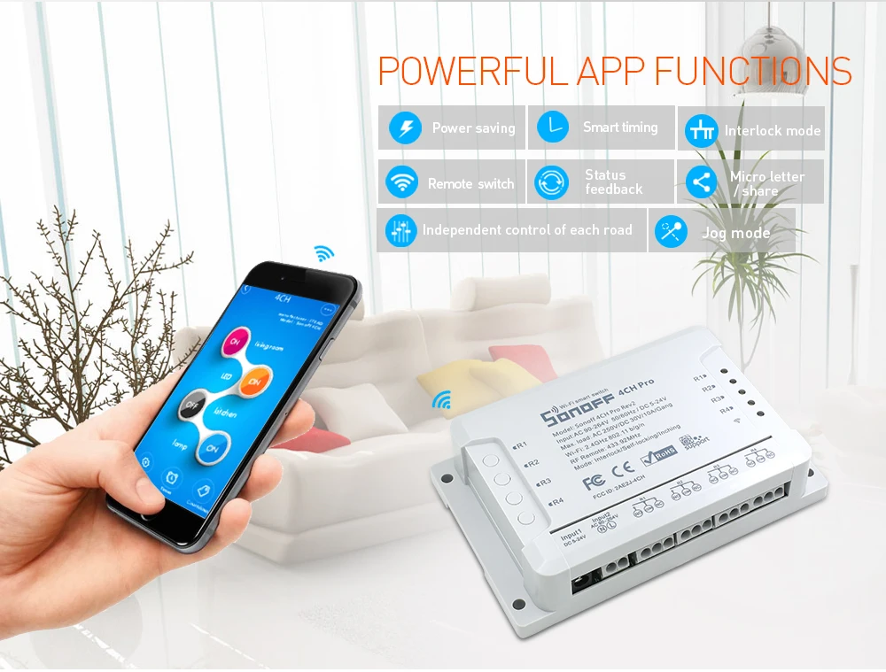 Itead SONOFF Bridge Sonoff 4ch pro r2 RF 433 МГц умный переключатель Wi-Fi с пультом дистанционного управления 433 Умный Google Home Автоматизация Alexa Совместимость