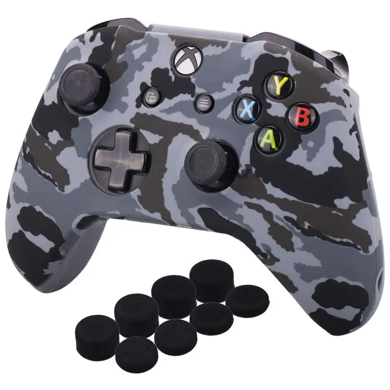 Gray Водопроводный Камуфляжный силиконовый чехол для microsoft Xbox One X и Xbox One S контроллер x 1 с PRO thum - Цвет: Gray