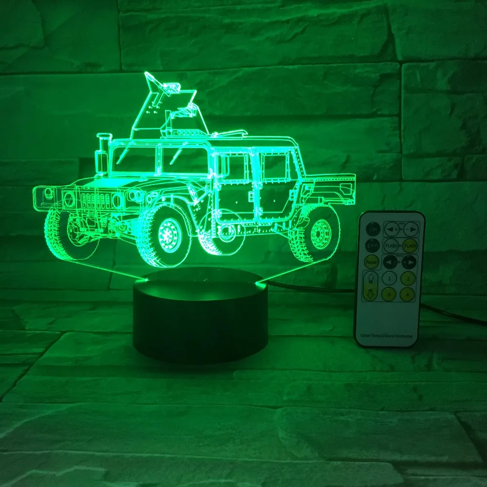 Военный грузовик автомобиль 3D Оптическая иллюзия настосветильник лампа