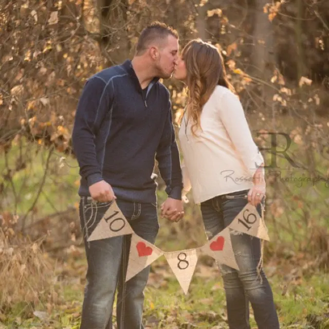 2016 Бесплатная доставка сохранение даты обруч из мешковины свадебные знаки для