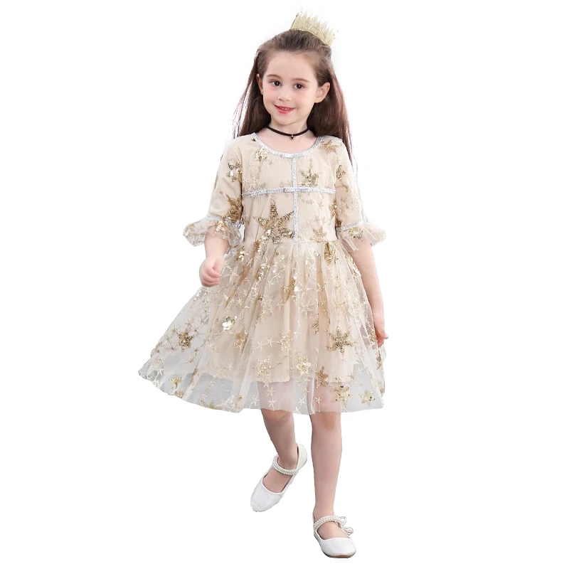 Блестящая Звезда Рождественский костюм принцессы Летнее платье с оборками