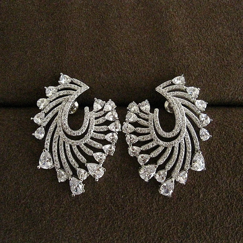 Fashion women's AAA cubic zirconia Abstract wing-shaped Earrings Wedding/Party/dinner Jewelry for Accessaries E1535w | Украшения и