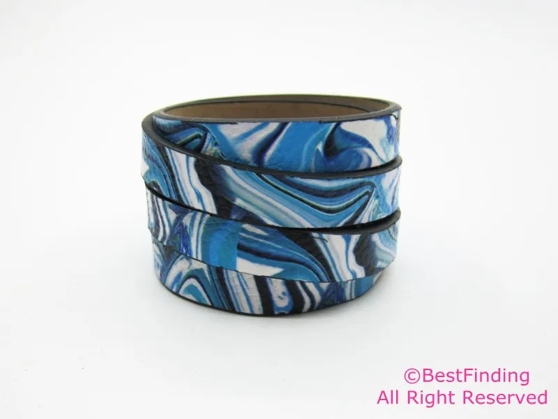 10 мм плоская кожа Импрессионизм масляная живопись синий цвет 10x2 кожаный шнур S1075 |