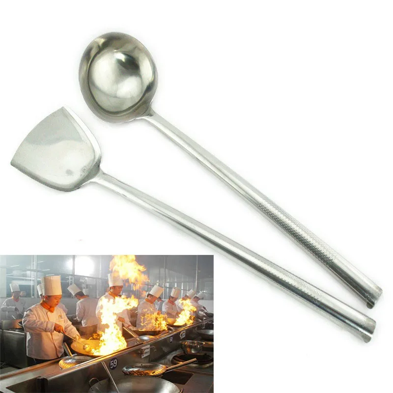 Термостойкие cocina utensilios de Металл Большой шпатель из нержавеющей стали Тернер ложки стальные ручки кухонная посуда инструменты Кухонная утварь