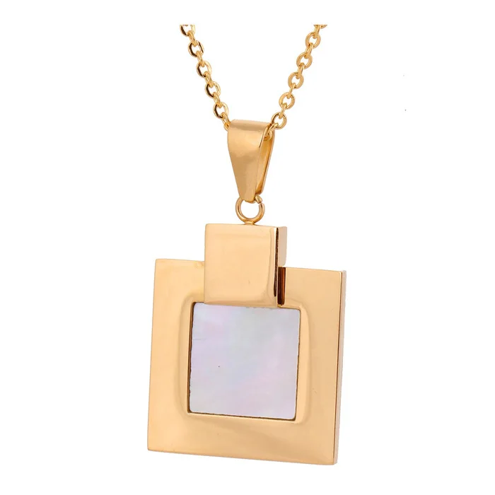 

Fashion gold Color stainless steel Square Shell Statement necklace Pendant