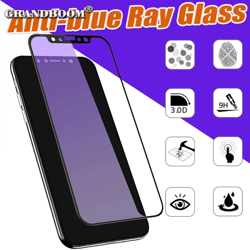 50 шт. 3D анти синий луч глаз из углеродного волокна закаленное стекло для iPhone 11 Pro Max XS XR X 8 7 6 6S Plus 9H изогнутая глянцевая защитная экранная пленка
