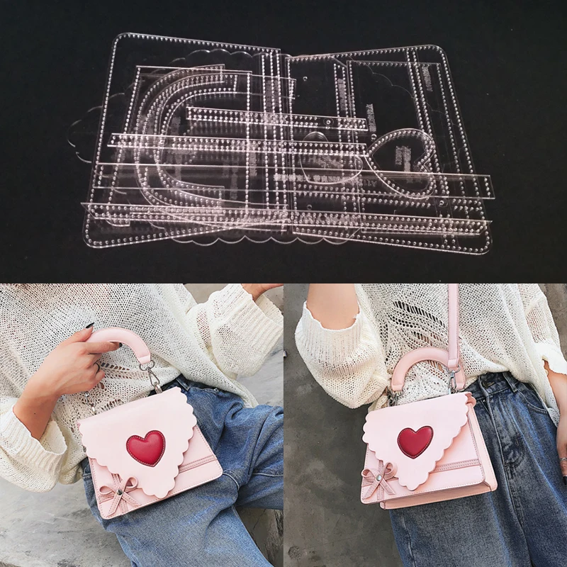 

1set DIY Acrylic Leather Template Home Handwork Leathercraft Sewing Pattern Tools Accessory Shoulder Bag
