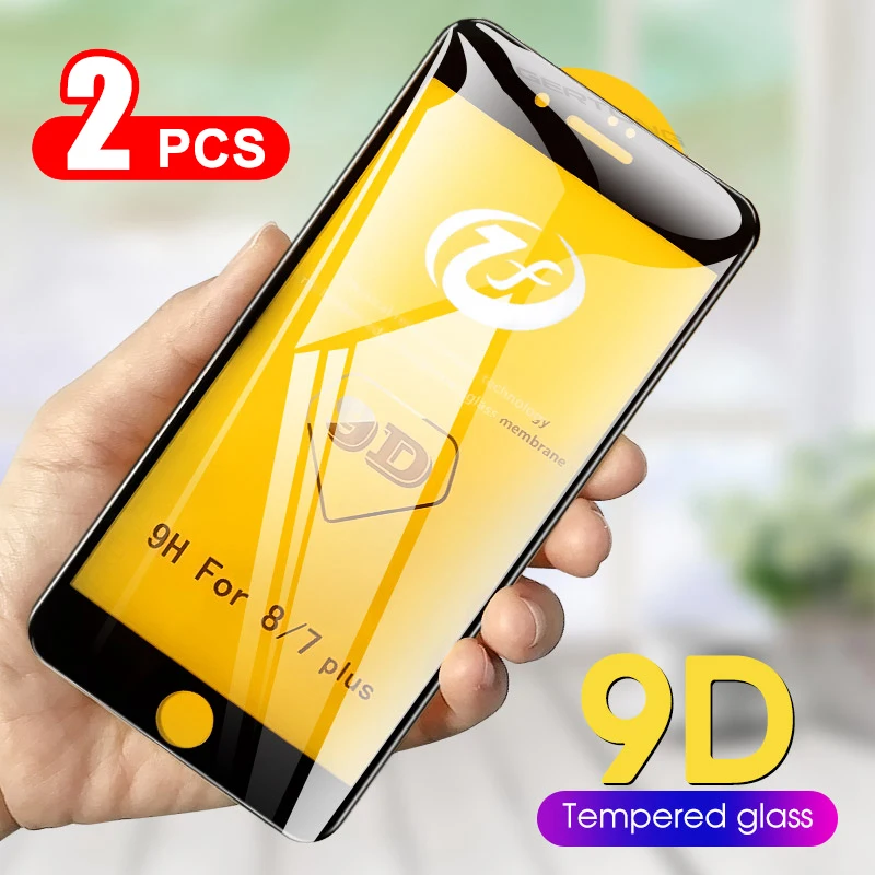 Защитное стекло 9D для iPhone 8 7 6S 6 Plus 2 шт./лот закаленное XS Max XR X S защитная