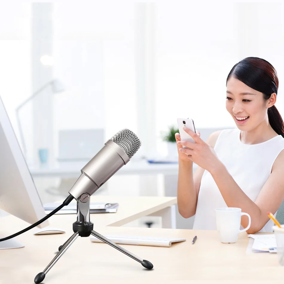 Конденсаторный микрофон KEXU для компьютера USB YouTube Skype игр Windows/Mac запись музыки