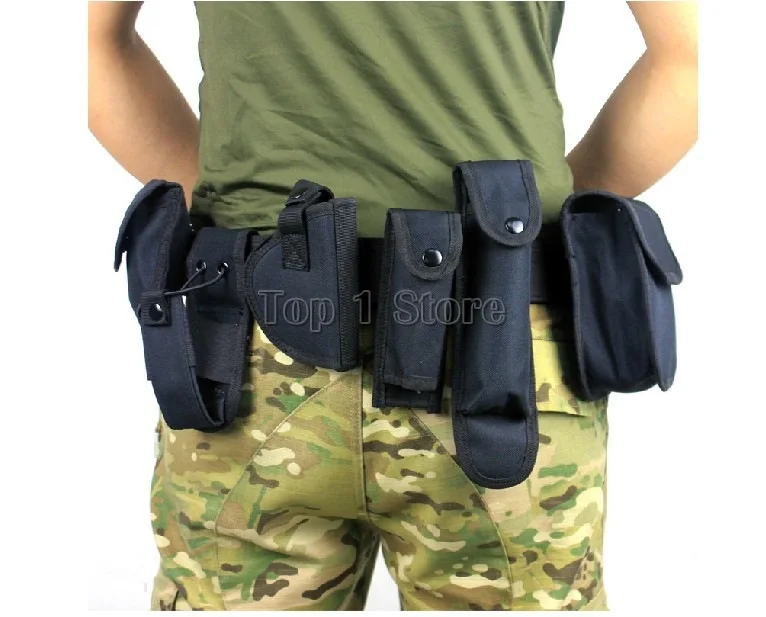 

High Quality Utility Guard Utility Kit Tactical Belt with 6 Pouch For Police Military Guard Security System Unisex Black