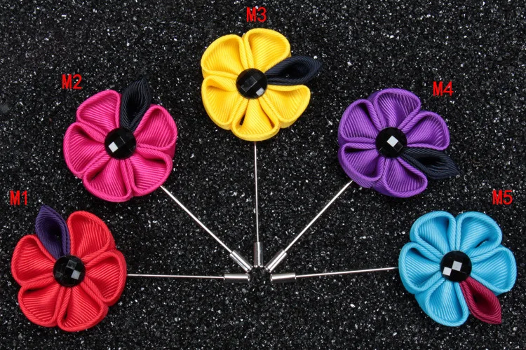 Бесплатная доставка Мужская Цветочная булавка Kanzashi с листьями и черным