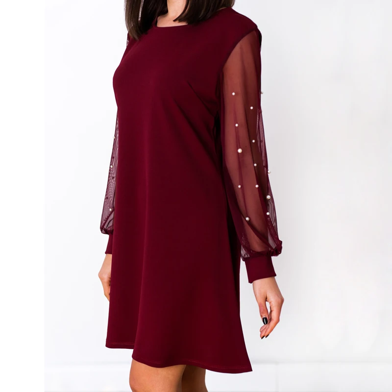 ELSVIOS женское элегантное вечернее платье с круглым вырезом полупрозрачное