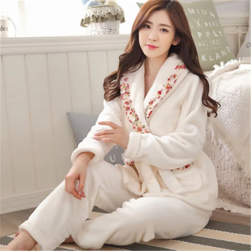 3 шт. нижнее белье + топы брюки фланелевые женские зимние пижамы для женщин