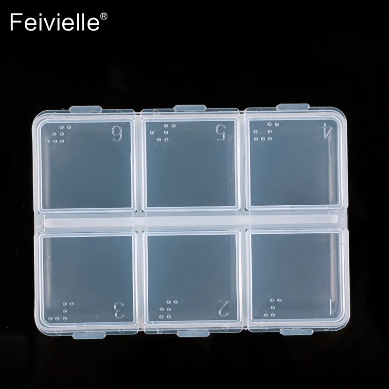 Feivielle 2 шт./компл. 6 сеток прозрачная коробка пластиковая косметическая для ногтей