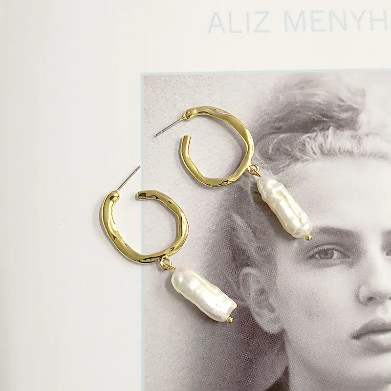 Retro Alloy Dangle Earrings Natural Pearl Pendant For Women Gold Color 2019 Jewelry Bijoux | Украшения и аксессуары