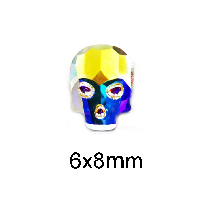 Skull 6X8mm AB Лак для ногтей художественная одежда стразы 36 шт./упак. плоской формы различные формы и Размеры Стекло AB цветные камни для 3D Гелевые Ногти украшения - Цвет: Skull 6X8mm AB