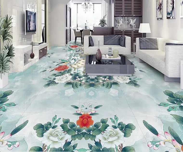 Виниловые самоклеющиеся обои на заказ для пейзажа 3d пола мраморный узор гостиной