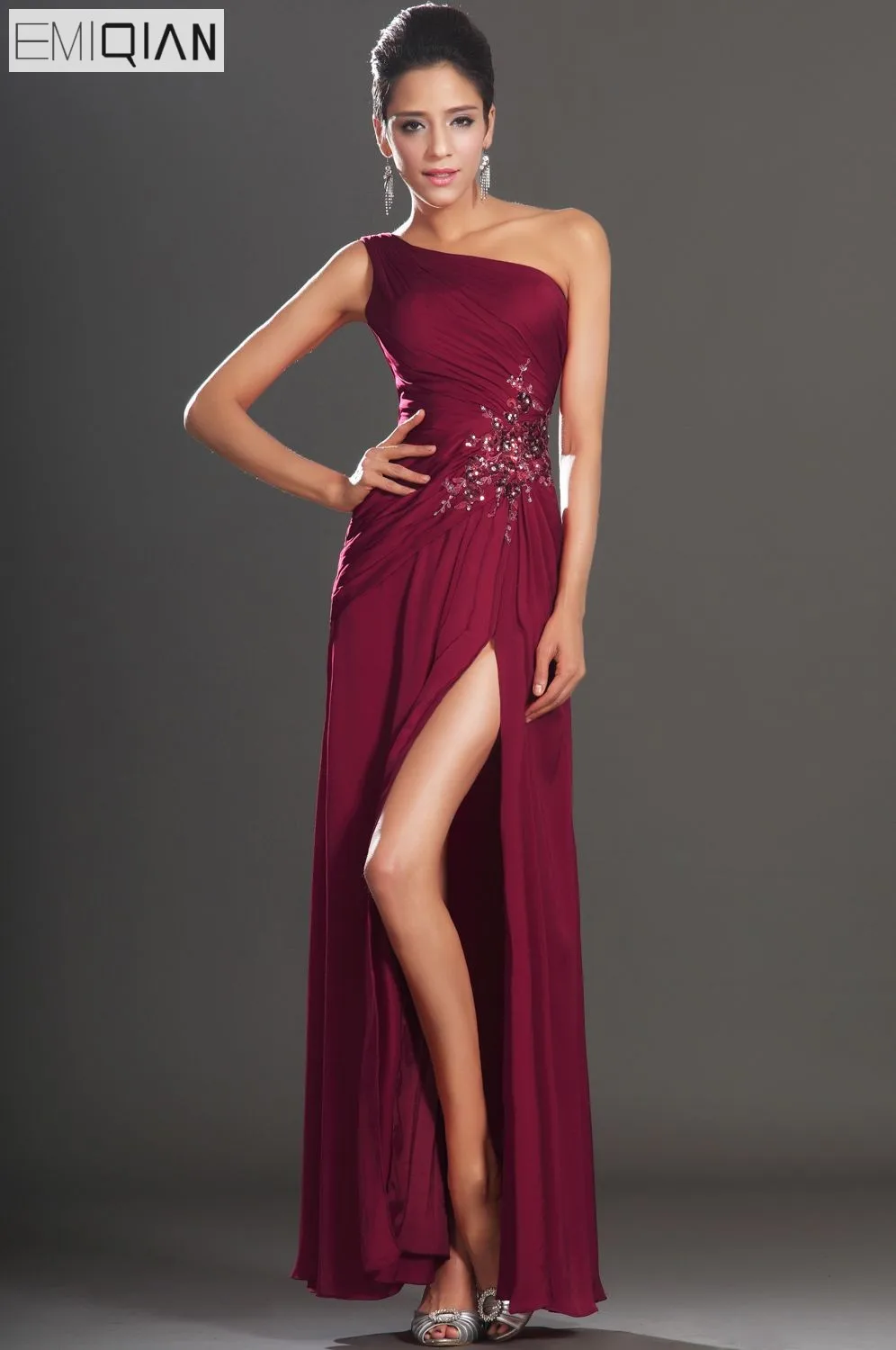 Бесплатная доставка новое поступление великолепное бордовое вечернее платье на