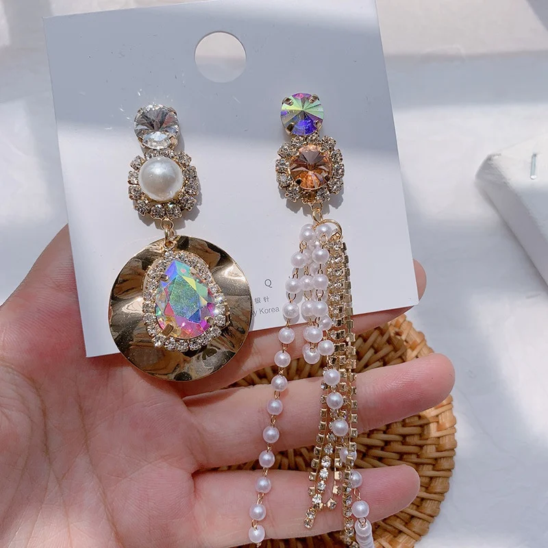 MENGJIQIAO корейские элегантные роскошные Кристальные Висячие серьги для женщин цветок капли Стразы Pendientes вечерние Ювелирные изделия Подарки