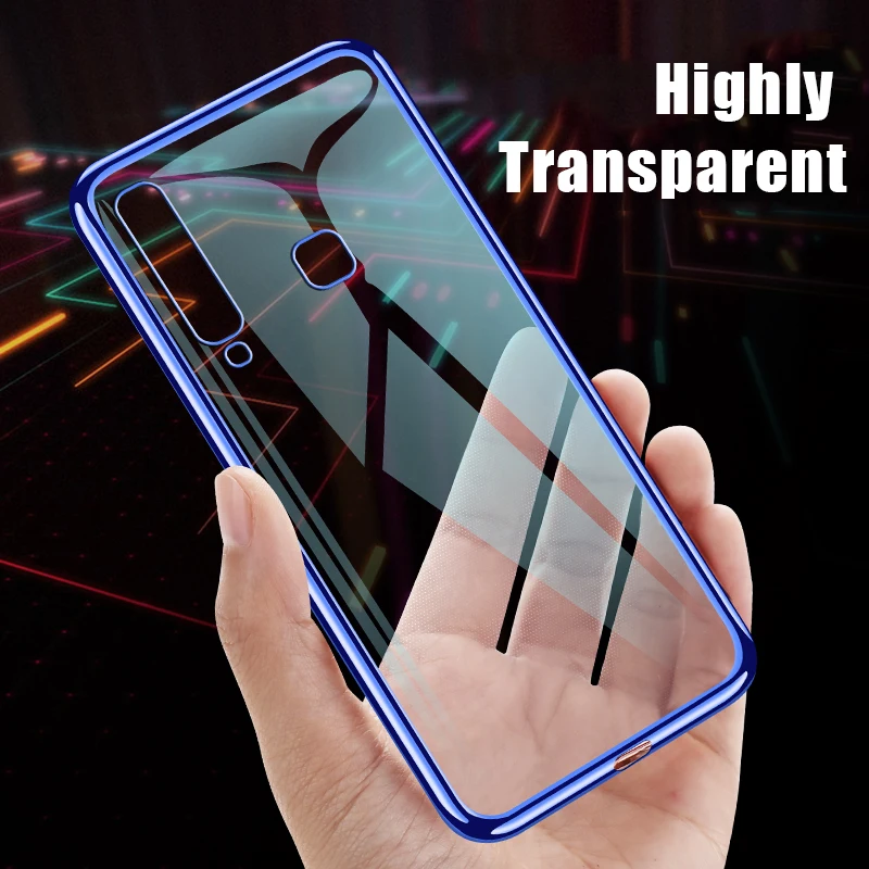 Luxury Plating TPU Case For Samsung Galaxy A7 2018 Ultra Thin Soft Silicone A9 Phone Cover Transparent |