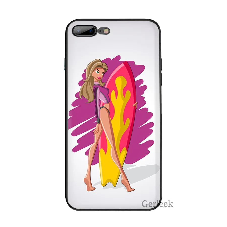 Чехол для телефона Surf Art Girl Ультратонкий чехол с мультяшным рисунком iPhone 6 6S 5 5S SE XR