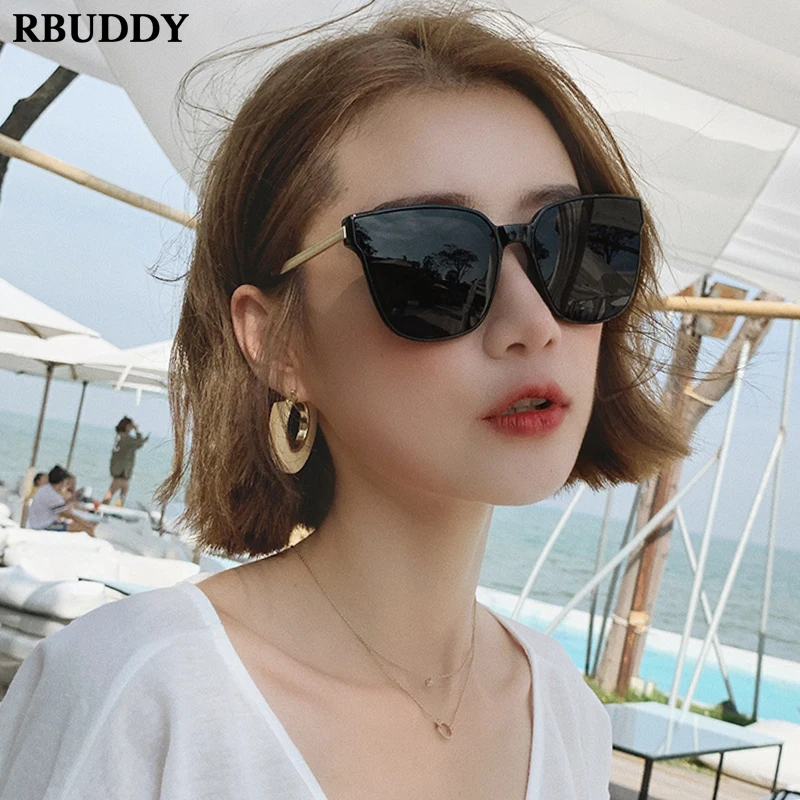 RBUDDY Ретро негабаритные солнцезащитные очки кошачий глаз Мужские квадратные для