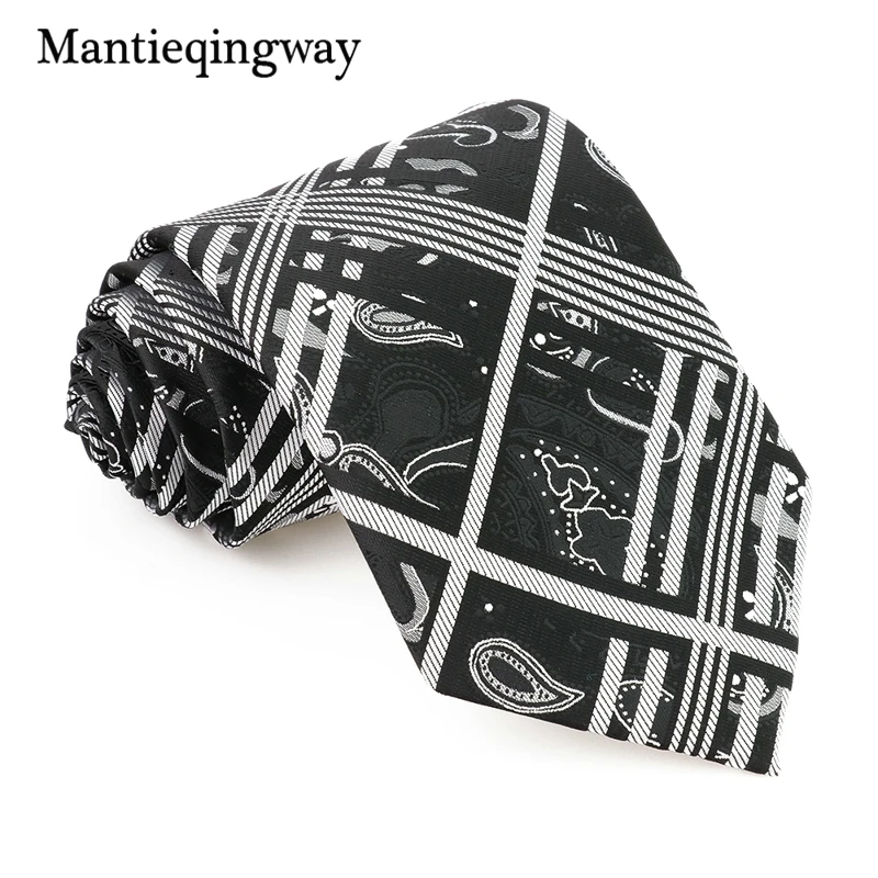 Mantieqingway, мужской набор галстуков для свадебной вечеринки, широкий галстук 8,5 см, галстук, носовой запонки, набор для мужчин, повседневный клетчатый набор