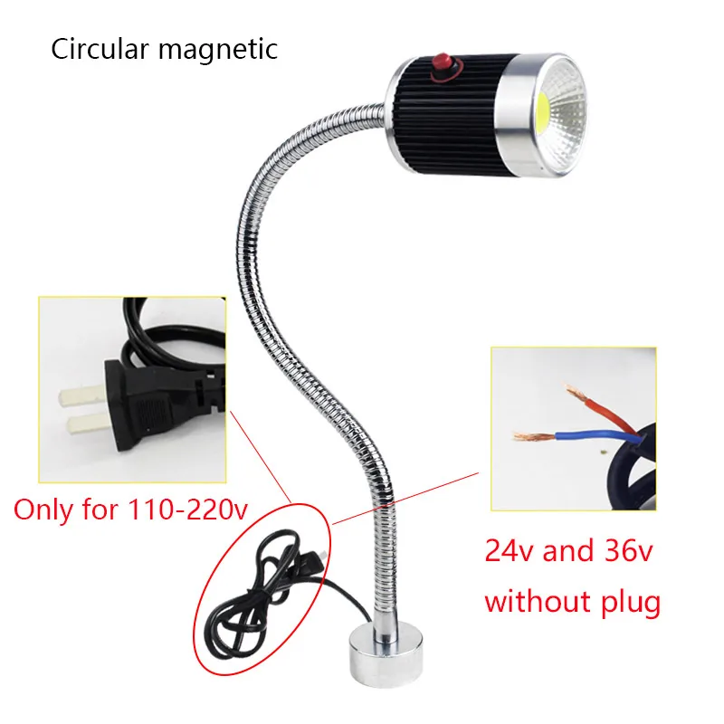 SMD Led машины Рабочий светильник 220V 3 W/5 Вт токарный станок с ЧПУ лампа длинная рука Магнитная гараж фрезерный станок настольная лампа 24V 36V Промышленный светильник Инж - Цвет: 5W Circular magetic