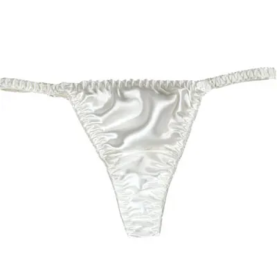 white 3 шт./лот, женские сексуальные шелковые трусики стринги шелк тутового шелкопряда - Цвет: white