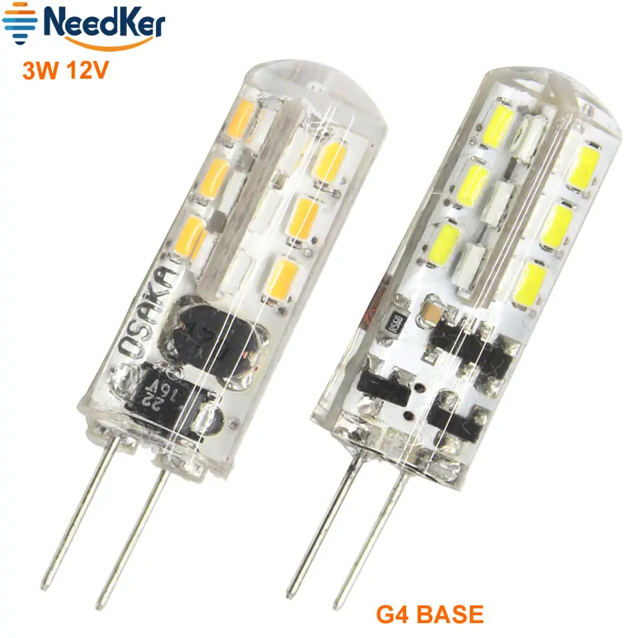 Светодиодсветильник лампа-кукуруза NeedKer G4 SMD3014, 12 В постоянного тока, хрустальная лампа, теплый и холодный белый свет, силиконовая светодиодная лампа, люстра для гостиной