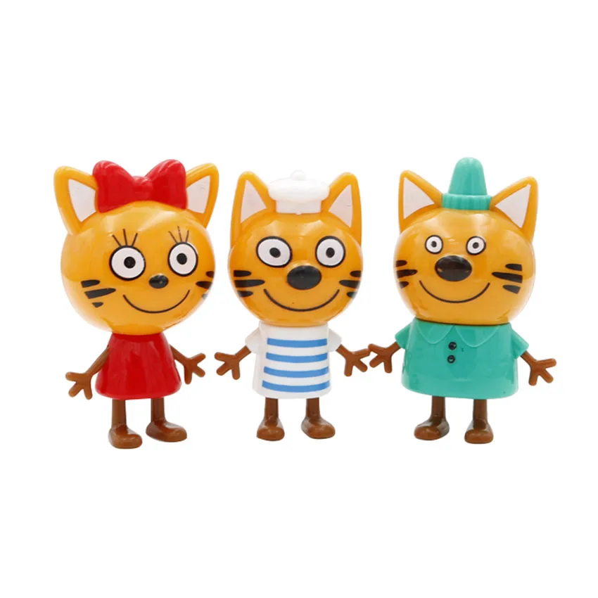 5 шт. русские Мультяшные три счастливых кота котята фигурки Куклы кошки животных