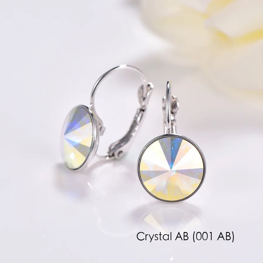 Crystal AB (001 AB) Висячие серьги с кристаллами Swarovski, новые модные висячие серьги, круглые женские серьги Bella, элегантные вечерние ювелирные изделия на свадьбу - Окраска металла: Crystal AB (001 AB)