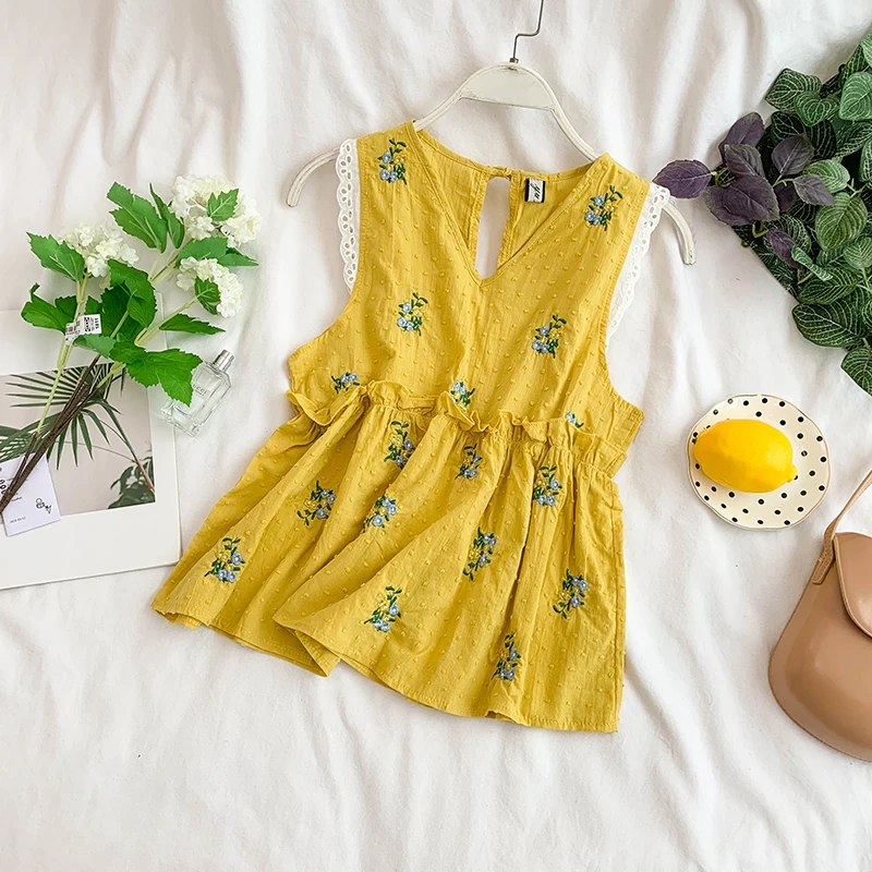 2019 новая женская мода блузка рубашка колледж Стиль Вышивка Цветы v-образным