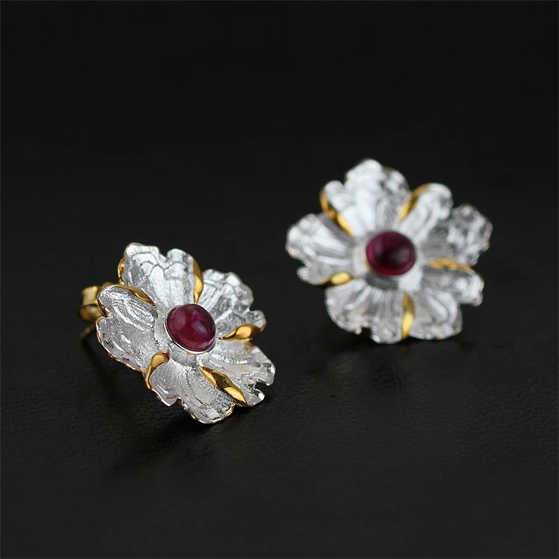 Lotus весело Настоящее стерлингового серебра 925 натуральный камень ручной работы